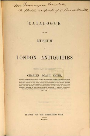 Catalogue of the Museum of London Antiquities