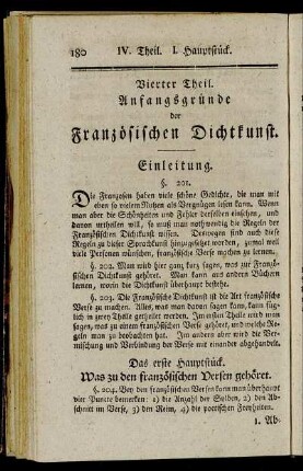 Vierter Theil. Anfangsgründe der Französischen Dichtkunst.