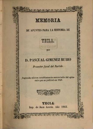 Memoria de apuntes para la historia de Yecla