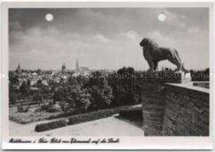 Mühlhausen, Blick vom Löwen (Kriegsgefallenendenkmal) auf die Stadt