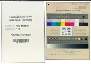 Entnazifizierung Hermann Kremer , geb. 06.06.1901 (Installateur)