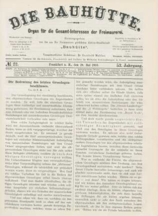 No. 22. Frankfurt a. M., den 28. Mai 1910. 53. Jahrgang.