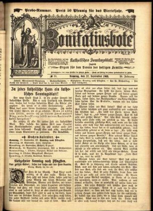 Erste Ausgabe vom Sonntag, den 27. September 1903.