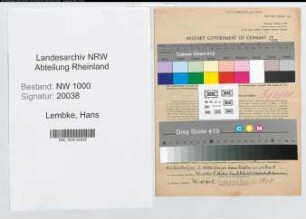 Entnazifizierung Hans Lembke, geb. 29.02.1896 (Nachtwaechter)