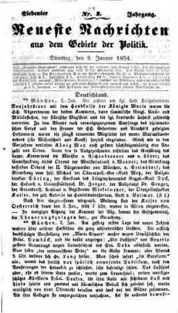 Neueste Nachrichten aus dem Gebiete der Politik. 1854 = Jg. 7, 1 - 3