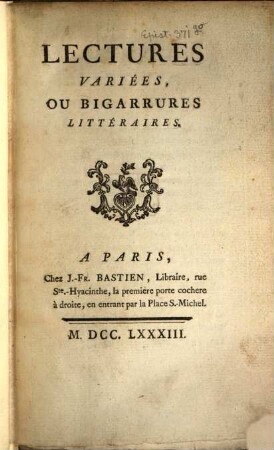 Lectures variées : ou Bigarrures littéraires