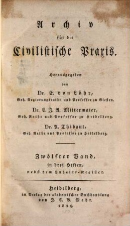 Archiv für die civilistische Praxis. 12, 12. 1829