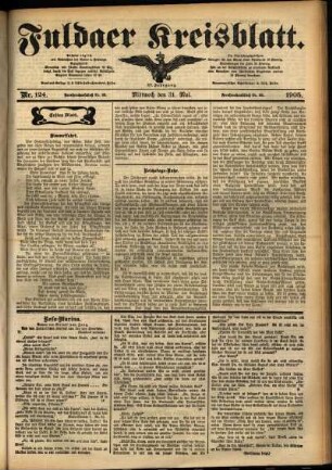 Erste Ausgabe vom Mittwoch, den 31. Mai 1905.