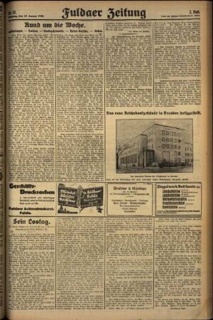 Zweite Ausgabe vom Sonntag, den 19. Januar 1930.