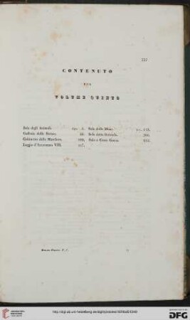 Contenuto del volume quinto