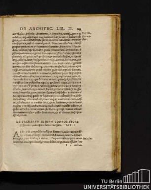 De Sacrarum Aedium Compositione et symmetriis et corporis humani mensura. Acp [!] I.
