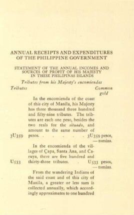 Annual receipts and expenditures of the Philippine government