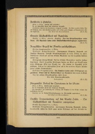 Deutsche Truppenlandung auf den Alands=Inseln. - Der Waffenstillstand mit Rumänien unterzeichnet.