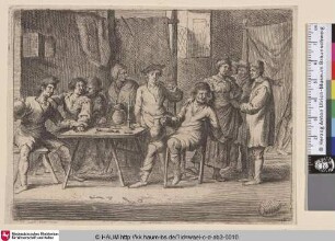 [Trinkende und rauchende Gesellschaft in einem Wirtshaus; A drinking and smoking company in an inn]
