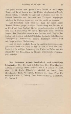 3. Der Deutschen Orien-Gesellschaft sind neuerdings beigetreten
