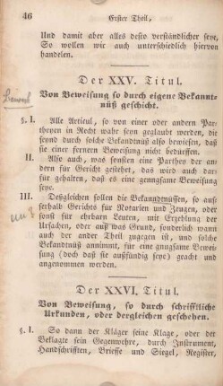 DerXXV. Titul. Von Beweisung so durch eigene Bekanntnüß geschicht.
