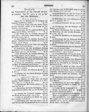 Innhalt der Transactions of the Linnean Society of London. - Vol. XI, 1815