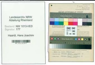 Entnazifizierung Hans Joachim Haardt , geb. 21.11.1920 ()