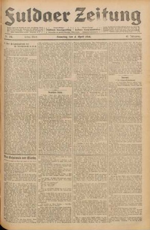 Ausgabe vom Samstag, den 04. April 1914.