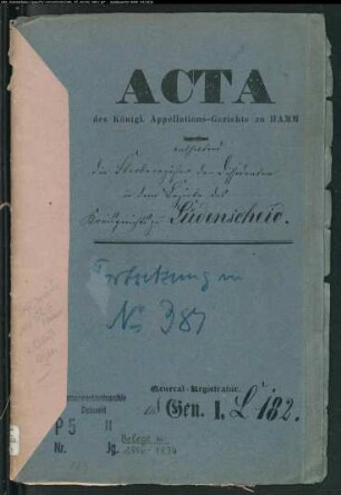 Abschrift des Sterberegister der Dissidenten in dem Bezirke des Kreisgerichts zu Lüdenscheid mit den Orten Börlinghausen, Breitenloh, Friedrichsthal, Hahn, Halver, Heedfeld, Honsel, Lösenbach, Lüdenscheid, Mummeshohl, Neuenhause, Rahmede, Vogelberg und Windfuhr (Abschrift für das Oberlandesgericht Hamm) (T 1856-1874) (Gemeinde: Lüdenscheid, Kreis Altena)