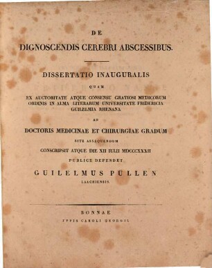 De dignoscendis cerebri abscessibus : Diss. inaug.