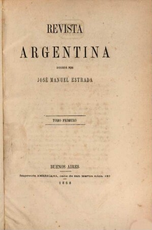 Revista argentina. 1. 1868