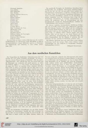Aus dem nordischen Kunstleben / Londoner Kunstschau / Kunstausstellungen in Berlin / Kunstauktionen / Aus der Kunstwelt / Neue Kunstbücher