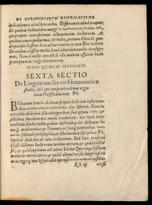 Sexta Sectio De Linguarum seu rei Grammaticae studio ...