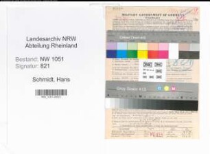 Entnazifizierung Hans Schmidt , geb. 12.06.1914 (Zahnarzt)