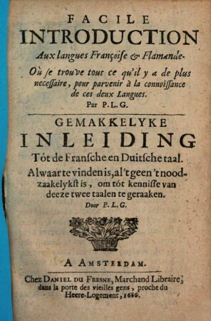 Facile Introduction aux langues Françoise et Flamande
