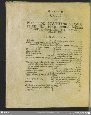 Cap. II. De Portione Statutaria, Quatenus Illi Praeiudicium Inferri Possit, A Coniugibus Per Ultimam Voluntatem