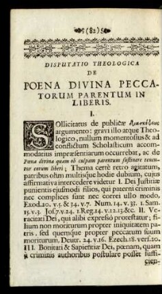 Disputatio Theologica De Poena Divina Peccatorum Parentum In Liberis.