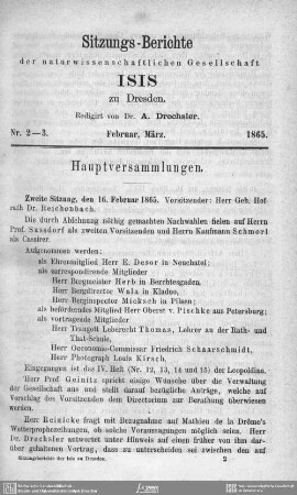 Sitzungs-Berichte Februar, März