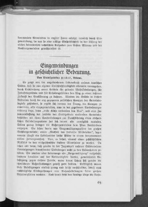 Eingemeindungen in geschichtlicher Bedeutung.