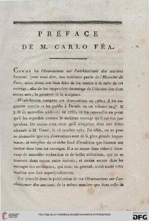Préface de M. Carlo Féa