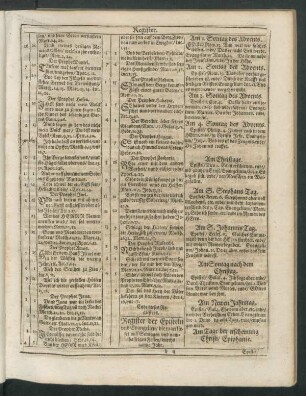 Register der Episteln und Evangelien ... durchs gantze Jahr.