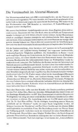 Die Vereinsarbeit im Alstertal-Museum