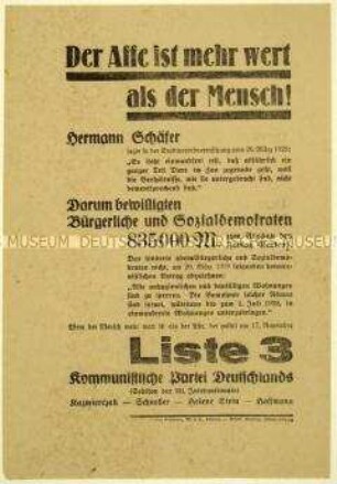 Aufruf der KPD zur Leipziger Stadtverordnetenwahl 1929