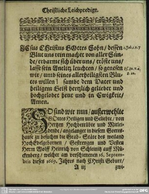 Leichenpredigt : Christliche Leichenpredigt. Der Leich-Text