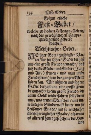 Fest-Gebet, welche zu hohen Festtags-Zeiten, nach der gewöhnlichen Haupt-Predigt, sind gebetet worden.