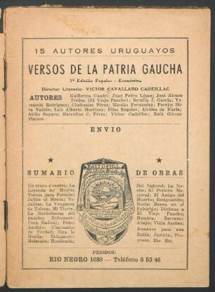 Versos de la patria gaucha : 15 autores uruguayos