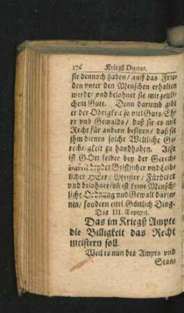 Das III. Capittel. Das im Kriegs Ampte die Billigkeit das Recht meistern soll.