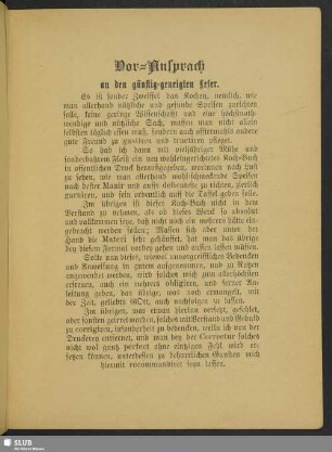 Vor-Ansprach an den günstig-geneigten Leser