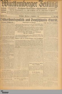 Württemberger Zeitung : das nationalsozialistische Morgenblatt in Stuttgart : WLZ, Württembergische Landeszeitung