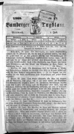 Bamberger Tagblatt. 1868, 1868, [2] = Juli - Dez