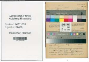 Entnazifizierung Heinrich Hoelscher , geb. 12.05.1899 (Bergmann)