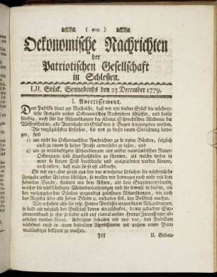 LII. Stück. Sonnabends den 25 December. 1779.