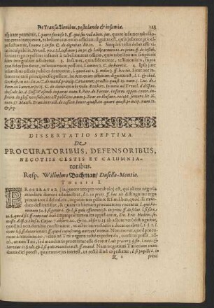 Dissertatio Septima. De Procuratoribus, Defensoribus, Negotiis Gestiis Et Calumniatoribus.