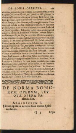 De Norma Bonorum Operum, Seu Quae Opera Facienda sint.
