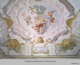 Abundantia, Prudentia und drei weitere weibliche Allegorien